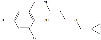 2,4-dichloro-6-({[3-(cyclopropylmethoxy)propyl]amino}methyl)phenol Struktur