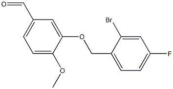 3-[(2-bromo-4-fluorobenzyl)oxy]-4-methoxybenzaldehyde Struktur