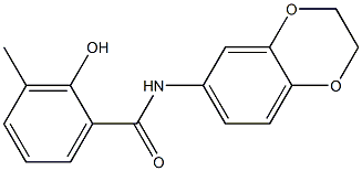 N-(2,3-dihydro-1,4-benzodioxin-6-yl)-2-hydroxy-3-methylbenzamide Struktur