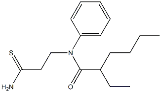 N-(2-carbamothioylethyl)-2-ethyl-N-phenylhexanamide Struktur