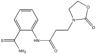 N-(2-carbamothioylphenyl)-3-(2-oxo-1,3-oxazolidin-3-yl)propanamide Struktur