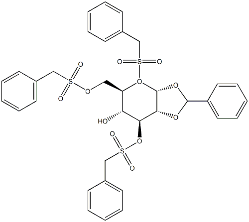 1,2-O-BENZYLIDENE-3,5,6-TRI-O-TOLUOLSULFONYL-ALPHA-D-GLUCOPYRANOSIDE Struktur