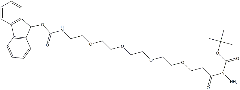 15-(9-Fluorenyloxycarbonyl)amino-4,7,10,13-tetraoxa-pentadecanoyl-N-(t-butyloxycarbonyl)hydrazid Struktur