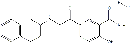 2-HYDROXY-5-[[N-(1-METHYL-3-PHENYLPROPYL)AMINO]ACETYL]BENZAMIDE HCL Struktur