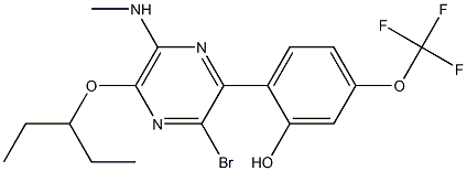 2-[3-BROMO-5-(1-ETHYLPROPOXY)-6-(METHYLAMINO)PYRAZIN-2-YL]-5-(TRIFLUOROMETHOXY)PHENOL Struktur