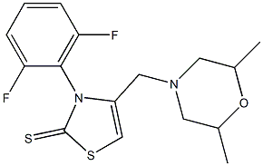 3-(2,6-difluorophenyl)-4-[(2,6-dimethylmorpholino)methyl]-1,3-thiazole-2(3H)-thione Struktur