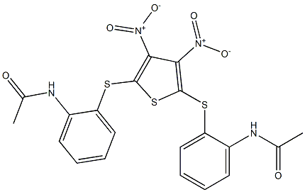 N1-{2-[(5-{[2-(acetylamino)phenyl]thio}-3,4-dinitro-2-thienyl)thio]phenyl}a cetamide Struktur