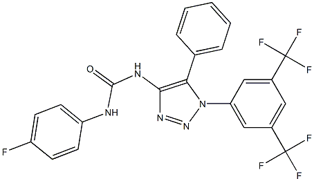 N-{1-[3,5-di(trifluoromethyl)phenyl]-5-phenyl-1H-1,2,3-triazol-4-yl}-N'-(4-fluorophenyl)urea Struktur