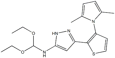 N-(diethoxymethyl)-3-[3-(2,5-dimethyl-1H-pyrrol-1-yl)-2-thienyl]-1H-pyrazol-5-amine Struktur