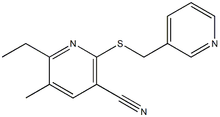 6-ethyl-5-methyl-2-[(3-pyridinylmethyl)sulfanyl]nicotinonitrile Struktur