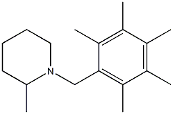 2-methyl-1-(2,3,4,5,6-pentamethylbenzyl)piperidine Struktur