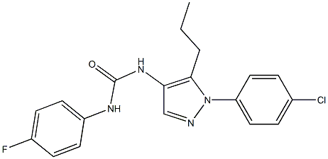 N-[1-(4-chlorophenyl)-5-propyl-1H-pyrazol-4-yl]-N'-(4-fluorophenyl)urea Struktur