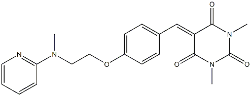 1,3-dimethyl-5-[(4-{2-[methyl(2-pyridinyl)amino]ethoxy}phenyl)methylene]-2,4,6(1H,3H,5H)-pyrimidinetrione Struktur