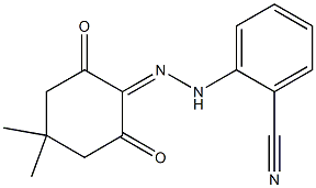 2-[2-(4,4-dimethyl-2,6-dioxocyclohexyliden)hydrazino]benzonitrile Struktur