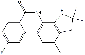 4-fluoro-N-(2,2,4-trimethyl-2,3-dihydro-1H-indol-7-yl)benzenecarboxamide Struktur