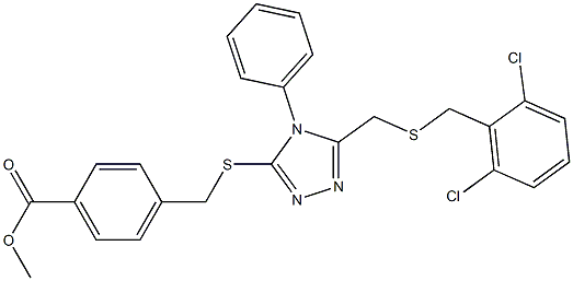 methyl 4-{[(5-{[(2,6-dichlorobenzyl)sulfanyl]methyl}-4-phenyl-4H-1,2,4-triazol-3-yl)sulfanyl]methyl}benzenecarboxylate Struktur