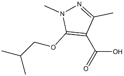 1,3-dimethyl-5-(2-methylpropoxy)-1H-pyrazole-4-carboxylic acid Struktur