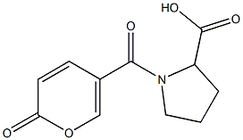 1-[(2-oxo-2H-pyran-5-yl)carbonyl]pyrrolidine-2-carboxylic acid Struktur