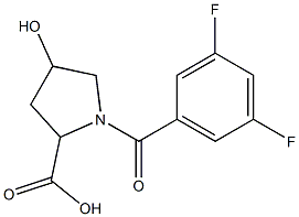 1-[(3,5-difluorophenyl)carbonyl]-4-hydroxypyrrolidine-2-carboxylic acid Struktur