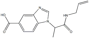 1-[1-(prop-2-en-1-ylcarbamoyl)ethyl]-1H-1,3-benzodiazole-5-carboxylic acid Struktur