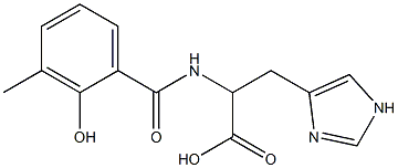 2-[(2-hydroxy-3-methylbenzoyl)amino]-3-(1H-imidazol-4-yl)propanoic acid Struktur