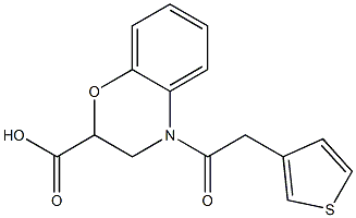 4-[2-(thiophen-3-yl)acetyl]-3,4-dihydro-2H-1,4-benzoxazine-2-carboxylic acid Struktur