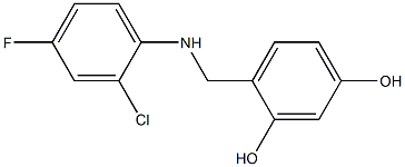 4-{[(2-chloro-4-fluorophenyl)amino]methyl}benzene-1,3-diol Struktur