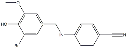 4-{[(3-bromo-4-hydroxy-5-methoxyphenyl)methyl]amino}benzonitrile Struktur