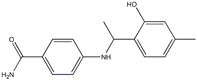 4-{[1-(2-hydroxy-4-methylphenyl)ethyl]amino}benzamide Struktur