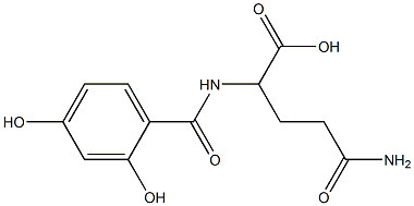 4-carbamoyl-2-[(2,4-dihydroxyphenyl)formamido]butanoic acid Struktur