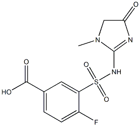 4-fluoro-3-[(1-methyl-4-oxo-4,5-dihydro-1H-imidazol-2-yl)sulfamoyl]benzoic acid Struktur