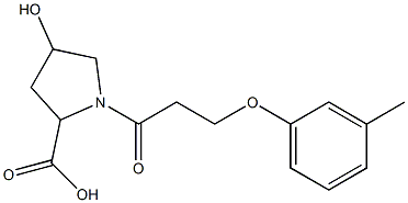 4-hydroxy-1-[3-(3-methylphenoxy)propanoyl]pyrrolidine-2-carboxylic acid Struktur