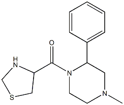 4-methyl-2-phenyl-1-(1,3-thiazolidin-4-ylcarbonyl)piperazine Struktur