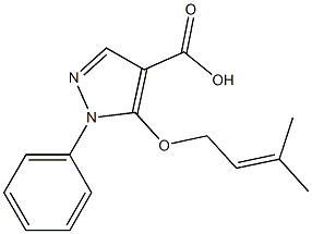 5-[(3-methylbut-2-en-1-yl)oxy]-1-phenyl-1H-pyrazole-4-carboxylic acid Struktur