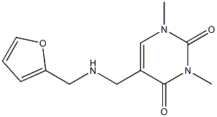 5-{[(furan-2-ylmethyl)amino]methyl}-1,3-dimethyl-1,2,3,4-tetrahydropyrimidine-2,4-dione Struktur