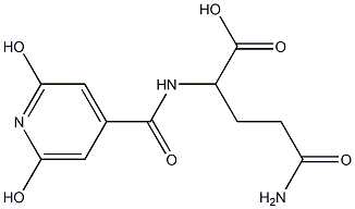 5-amino-2-[(2,6-dihydroxyisonicotinoyl)amino]-5-oxopentanoic acid Struktur