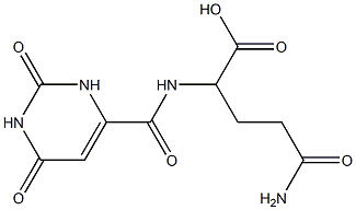 5-amino-2-{[(2,6-dioxo-1,2,3,6-tetrahydropyrimidin-4-yl)carbonyl]amino}-5-oxopentanoic acid Struktur