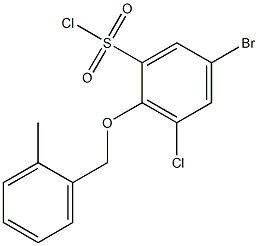 5-bromo-3-chloro-2-[(2-methylphenyl)methoxy]benzene-1-sulfonyl chloride Struktur