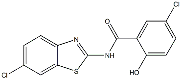 5-chloro-N-(6-chloro-1,3-benzothiazol-2-yl)-2-hydroxybenzamide Struktur