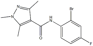 N-(2-bromo-4-fluorophenyl)-1,3,5-trimethyl-1H-pyrazole-4-carboxamide Struktur