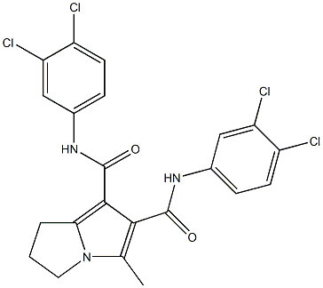 6,7-Dihydro-3-methyl-N,N'-bis(3,4-dichlorophenyl)-5H-pyrrolizine-1,2-dicarboxamide Struktur