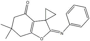 6,6-Dimethyl-2-(phenylimino)-6,7-dihydrospiro[benzofuran-3(2H),1'-cyclopropan]-4(5H)-one Struktur