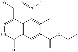 5-Nitro-1,2-dihydro-1-oxo-6,8-dimethyl-4-(hydroxymethyl)phthalazine-7-carboxylic acid ethyl ester Struktur