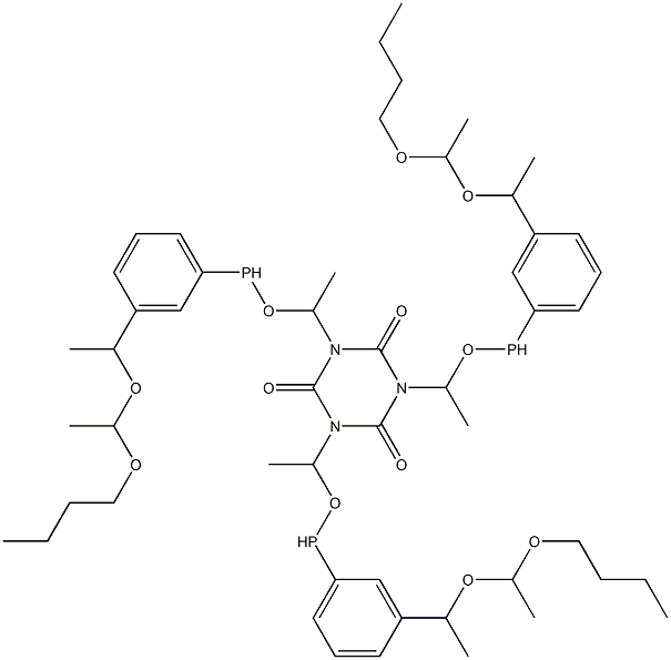 1,3,5-Tris[1-[3-[1-[(1-butoxyethyl)oxy]ethyl]phenylphosphinooxy]ethyl]-1,3,5-triazine-2,4,6(1H,3H,5H)-trione Struktur