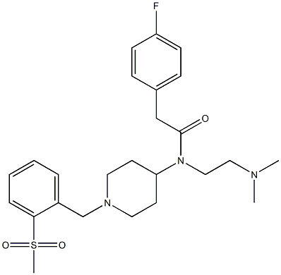 N-[2-(DIMETHYLAMINO)ETHYL]-2-(4-FLUOROPHENYL)-N-(1-[2-(METHYLSULFONYL)BENZYL]PIPERIDIN-4-YL)ACETAMIDE Struktur