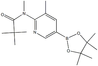 N-[3-METHYL-5-(4,4,5,5-TETRAMETHYL-[1,3,2]-DIOXABOROLAN-2-YL)PYRIDIN-2-YL]-N-METHYL-2,2-DIMETHYLPROPANAMIDE Struktur