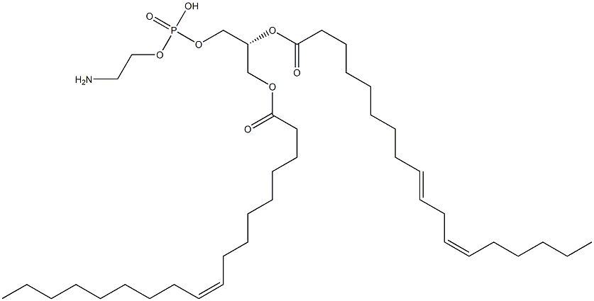 2-aminoethoxy-[(2R)-2-[(9Z,12Z)-octadeca-9,12-dienoyl]oxy-3-[(Z)-octadec-9-enoyl]oxy-propoxy]phosphinic acid Struktur