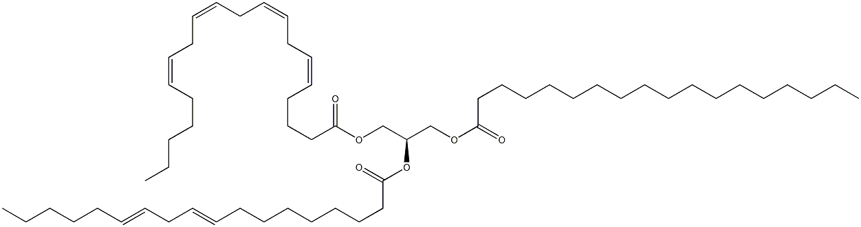 1-octadecanoyl-2-(9Z,12Z-octadecadienoyl)-3-(5Z,8Z,11Z,14Z-eicosatetraenoyl)-sn-glycerol Struktur