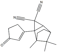 Tricyclo[3.2.1.0(2,4)]octane-3,3-dicarbonitrile, 1,8,8-trimethyl-2-(3- oxocyclopentenyl)- Struktur