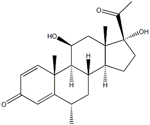 6A-METHYL-11B,17A,-DIHYDROXYPREGNA-1,4-DIENE-3,20-DIONE Struktur